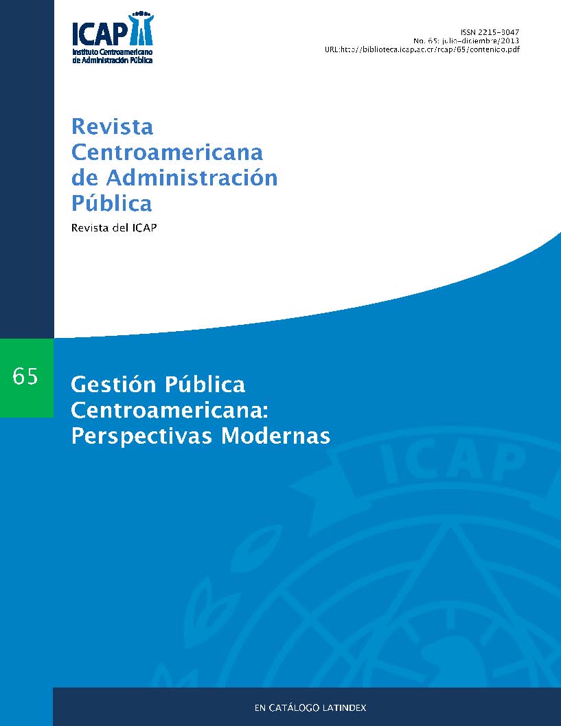 					Ver Núm. 65 (2013): Gestión Pública Centroamericana: Perspectivas Modernas.
				
